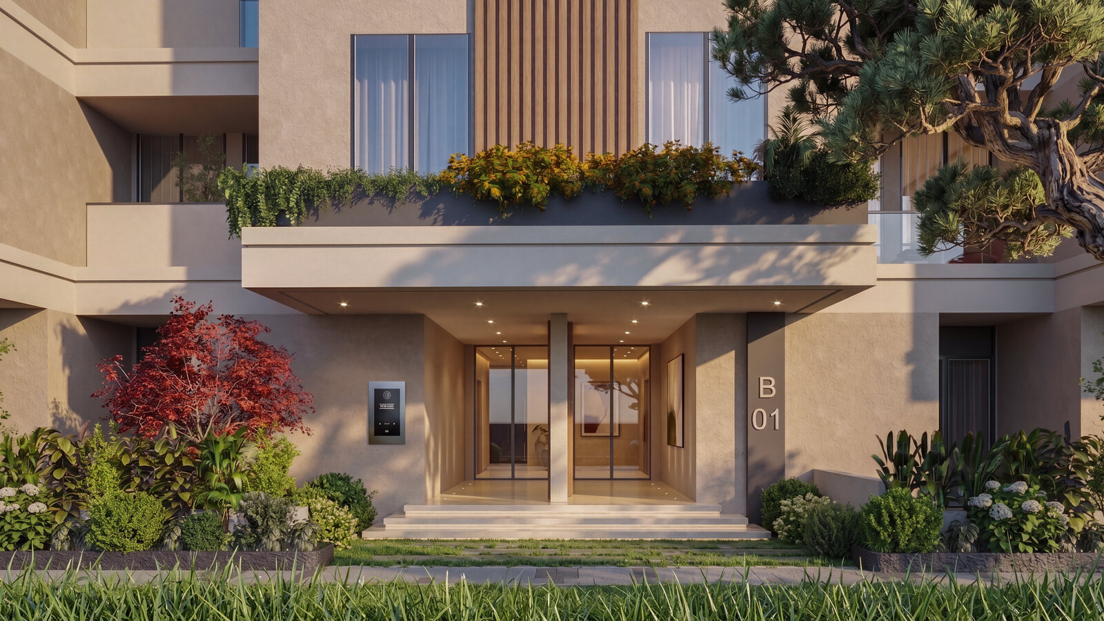 SkyView 3 residential lobby entrance