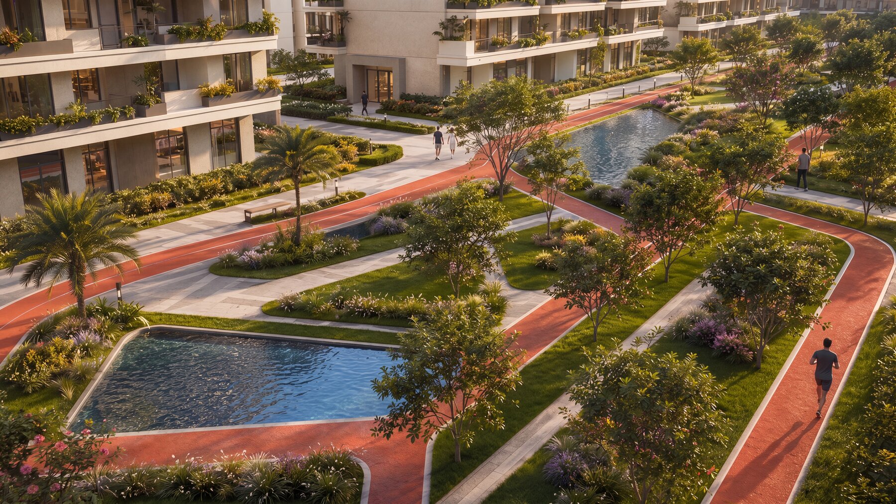 Water features and walkways
